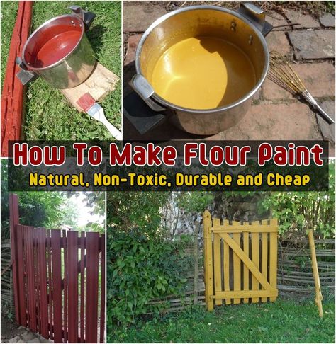 How To DIY Flour Paint (Natural Non-Toxic Durable & Cheap) | www.FabArtDIY.com LIKE Us on Facebook ==> https://www.facebook.com/FabArtDIY Flour Paint, Diy Flour, Make Flour, How To Make Flour, Homemade Paint, Outdoor Paint, How To Make Paint, Outdoor Wood, Diy Natural Products