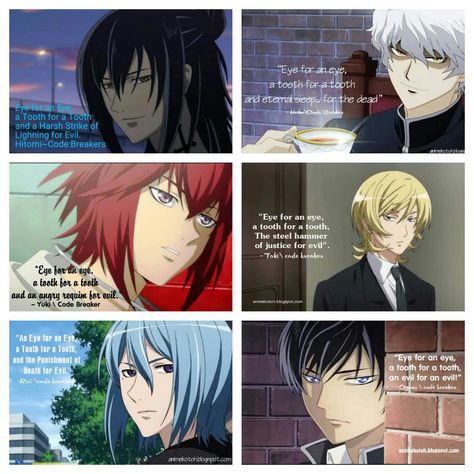 Code:breaker Eye for an eye... tooth for a tooth... Code Breaker Anime, Tooth Quotes, Eye For An Eye, Code Breaker, Writing Plot, Naruto The Movie, Animation Art Sketches, See Movie, Black Love Art