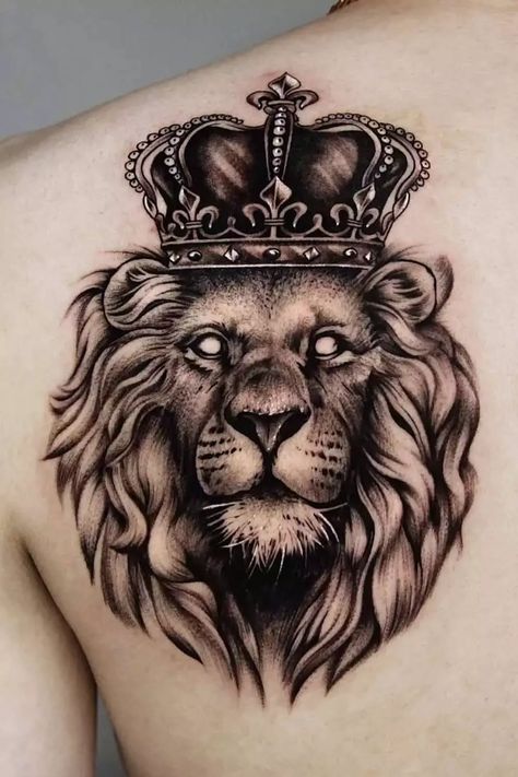 Unleash your artistic side with these captivating tattoo ideas for men. Dive into ink inspiration at Glaminati.com and elevate your style. 🎉 #tattooart #expressyourself Tatoo Crown, Lion With Crown Tattoo, Crown Tattoo Men, Hals Tattoo Mann, Lion With Crown, Tato Dada, Lion King Tattoo, Tato Dengan Makna, Mens Lion Tattoo