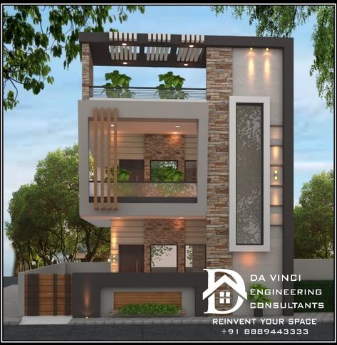 Pergola House Elevation, Front Tower House Elevation, Pergola Elevation Design, Ground +1 Elevation, Elivation Ground And First Floor, Corner House Elevation Design Indian, Front Elevation Designs G+1 Floor, 20x30 House Elevation, Tower Elevation Design