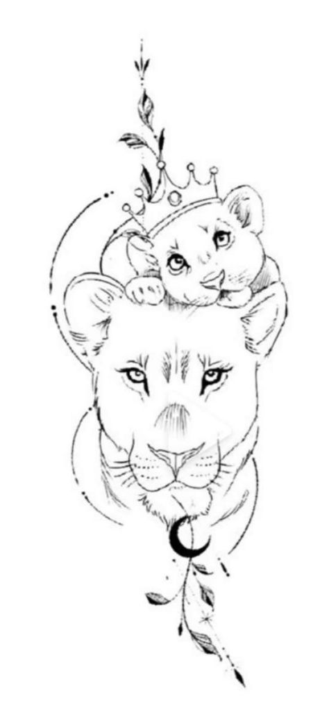 Tattoos For Your Son, Lioness And Cub Tattoo, Lion Cub Tattoo, Tattoo For My Son, Mutterschaft Tattoos, Lioness Tattoo Design, Mother Son Tattoos, Baby Tattoo Designs, Baby Name Tattoos