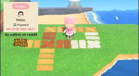 ✨Animal Crossing Patterns ✨’s Instagram photo: “Here are 1 tile big plank paths that will match your inclines! It’ll be perfect for the other incline paths and for paths leading up to…” Acnh Custom Designs, Wood Path, Motif Acnl, Wooden Plank, Path Design, Stall Designs, Animal Crossing Game, Animal Crossing Qr, Animal Ears