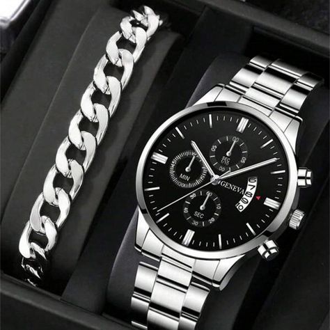 Calendar Steel Belt Large Dial Quartz Watch Men Product information: Color: silver black bracelet, silver blue bracelet, silver black single watch, silver blue single watch, lychee box Thickness: 10mm Packaging Specification: OPP bag independent packaging Applicable people: Male Style: Casual Thickness: 10mm Dial diameter: 40mm Crown type: spiral crown Mirror material: mineral reinforced glass mirror surface Watch buckle style: Jewelry buckle Material of buckle: stainless steel Watch strap ... Male Style, Black Bracelet, Free Bracelet, Black Bracelets, Bracelet Silver, Blue Bracelet, Steel Watch, Stainless Steel Watch, Silver Blue