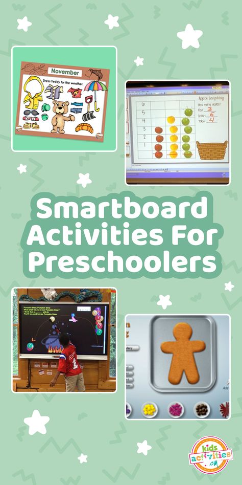 If you are a preschool teacher and are looking for the best ways to make use of the interactive whiteboard, we've got you! Here are four smartboard activities perfect for young children. Smartboard Activities For Preschool, Preschool Smartboard Activities, Interactive Whiteboard Activities, Smartboard Activities, Smart Board Activities, Prek Teacher, Stem Classes, Add Kids, Activities For Preschoolers