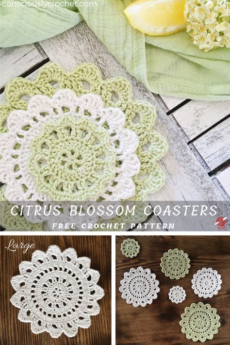 Cotton Crochet Coasters Free Pattern, Easy Crochet Bookmarks, Crochet Cup Coaster, Crocheted Coasters, Coaster Ideas, Crochet Potholder, Crochet Coasters Free Pattern, Free Crochet Doily Patterns, Coaster Pattern