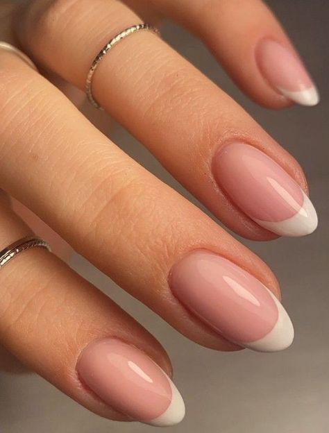 Gel Nails French, Milky Nails, French Manicure Nails, Simple Gel Nails, Minimal Nails, Basic Nails, Casual Nails, Nagel Inspo, Oval Nails