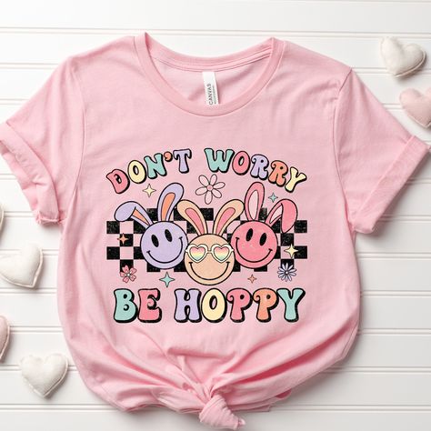 Retro Easter Bunny Shirt, Don’t Worry Be Hoppy Sarcastic Easter Shirt, Humorous Easter Shirt, Easter Cute Bunny Shirt, Easter Gift by qualityteeshop on Etsy Easter Tshirt Designs, Easter Shirt Ideas, Funny Easter Shirts, Easter Shirts For Women, Funny Easter Shirt, Easter Tops, Foo Foo, Easter Cute, Retro Easter