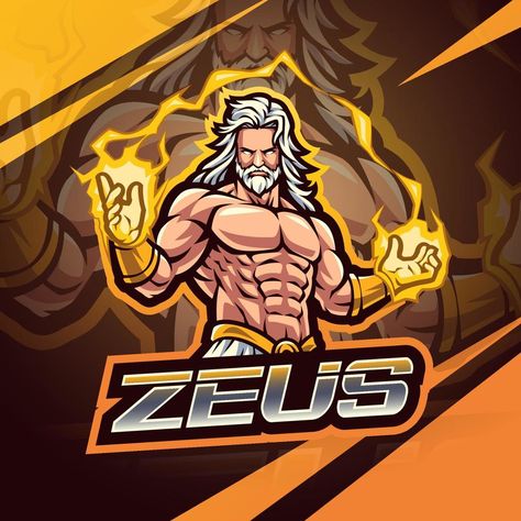 Zeus Logo Design, Logo Zeus, Zeus Logo, Gaming Mascot Logo, Logo For Twitch, Mascot Logo Design, Warrior Logo, Logo Game, Esports Logo