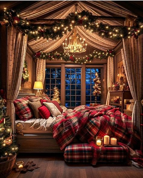 Holiday Bedroom, Christmas Apartment, Romantic Christmas, Cosy Christmas, Christmas Decorations Bedroom, Christmas Room Decor, Christmas Bedroom, Dream House Rooms, Christmas Room