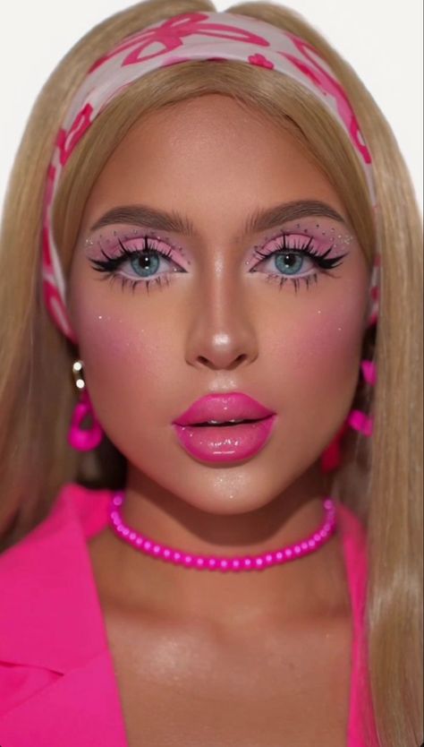 BARBIE MAKEUP INSPO Halloween Costumes Girl, Karneval Diy, Girl Halloween Makeup, Pink Halloween Costumes, Dreamy Eyes, Barbie Halloween Costume, Girly Makeup, Barbie Halloween, Barbie Makeup