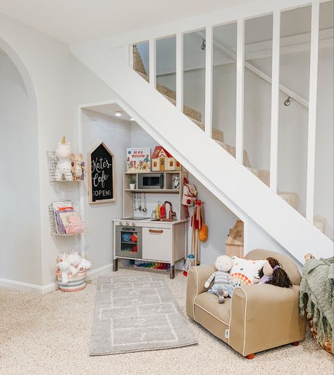 Shelves under stairs