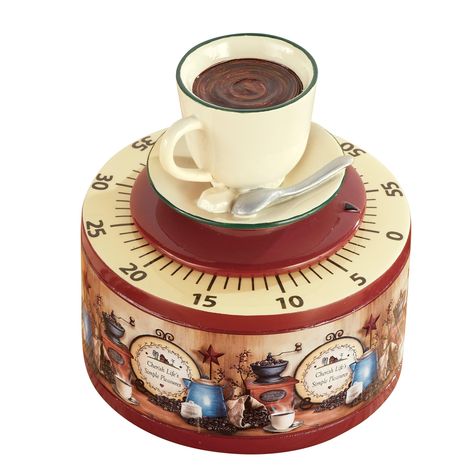 PRICES MAY VARY. This vintage-style coffee mill timer is the perfect addition to your java-themed kitchen The timer has large, easy-to-read numbers with a simple wind and set design that you can set up to 60 minutes Resin, plastic and iron Measures 3"Sq| x 5"H Shop Coordinating Items: {TIP: Type the product name and item # into the search box } Charming Coffee Design Kitchen Hand Towels - Set of 3, 67174; Hand-Painted Charming Country Coffee Kitchen Timer, 67177; 
Hand-Painted Charming Country C Modern Farmhouse Bathroom Rug, Themed Kitchen, Kitchen Timer, Kitchen Timers, High Quality Kitchen, Collections Etc, Kitchen Hand Towels, Calcium Carbonate, Kitchen Themes