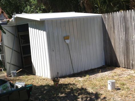 old shed Shed Conversion Ideas, Shed Makeover, Tin Shed, Gambrel Roof, Easy Backyard, Backyard Sheds, Backyard Shed, Metal Shed, The Shed