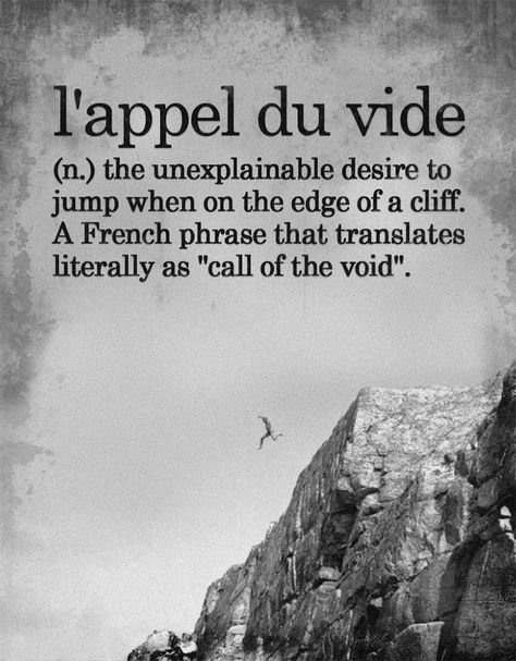 L’appel du Vide L'appel Du Vide Tattoo, One Word Quotes, French Phrases, Weird Words, Unusual Words, Short Words, Rare Words, Word Definitions, The Void