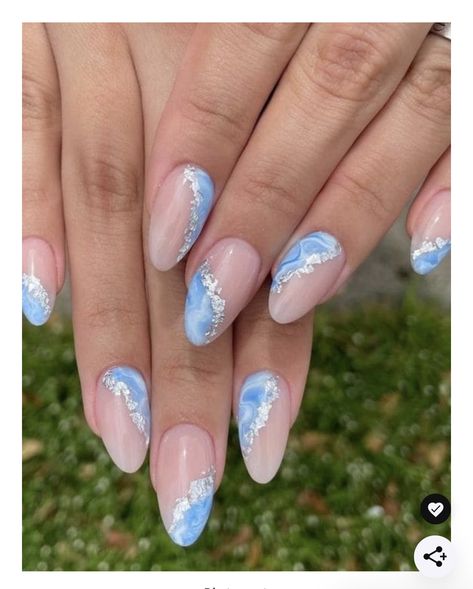 Nails Light Blue, Blue Wedding Nails, Light Blue Nail Designs, Blue And Silver Nails, Blue And White Nails, Blue Gel Nails, Blue Glitter Nails, Light Blue Nails, Baby Blue Nails