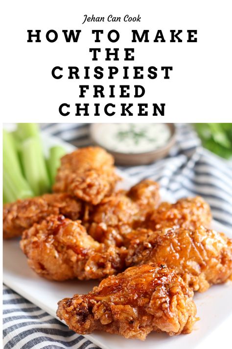 CRISPY FRIED CHICKEN WINGS WITH HOT HONEY SAUCE #ad #FriedChicken Hot Wings Recipe Fried, Fried Wings Recipe, Hot Honey Sauce, Crispy Fried Chicken Wings, Chicken Fried Chicken, Hot Wing Recipe, Chicken Honey, Crispy Chicken Wings, Honey Sauce