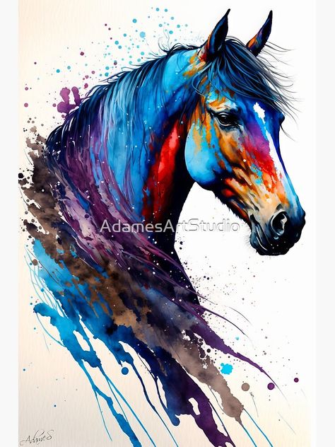 High-quality posters to hang in dorms, bedrooms or offices. Multiple sizes are available. Printed on 185gsm semi gloss poster paper. Additional sizes are available. Colorful Horse Art, Colorful Horse Painting, Poster Colour Painting, Abstract Horse Art, Poster Color Painting, Abstract Horse, Horse Portrait, Horse Drawing, Fluid Painting