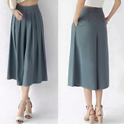 Implementasi Model Celana Kulot, Long Linen Pants, Loose Linen Pants, Divided Skirt, Calf Length Skirts, Sewing Skirts, Linen Pants Women, Fashion Attire, Dress Sewing Patterns