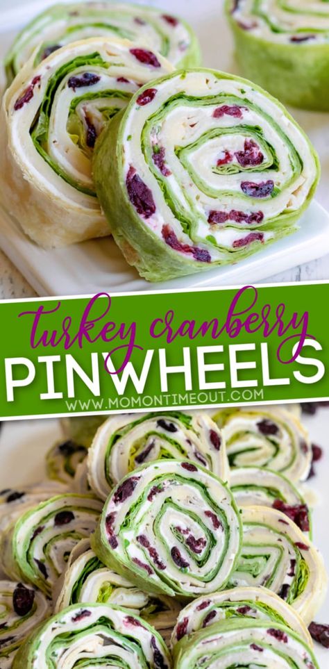 These Turkey Cranberry Pinwheels are the perfect appetizer! Deliciously creamy with a hint of sweetness, this simple tortilla roll ups recipe is sure to be a hit with friends and family! // Mom On Timeout #pinwheels #tortillarollups #turkey #cranberry #appetizer #recipe #easyappetizer Turkey Cranberry Pinwheels, Pinwheel Appetizers Cream Cheese, Cranberry Pinwheels, Pinwheel Sandwiches, Tortilla Pinwheels, Turkey Cranberry, Southern Thanksgiving, Pinwheel Appetizers, Tortilla Rolls