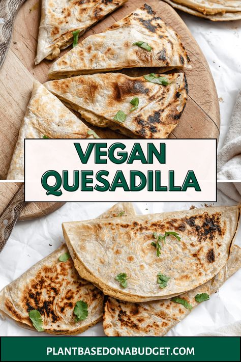 Vegan Bean Quesadillas Mashed Beans, Bean Quesadilla, Black Bean Quesadilla, Meatless Dinners, Vegan Bean, Food Vegetarian, Vegan Black Bean, Meatless Dinner, Vegan Mexican