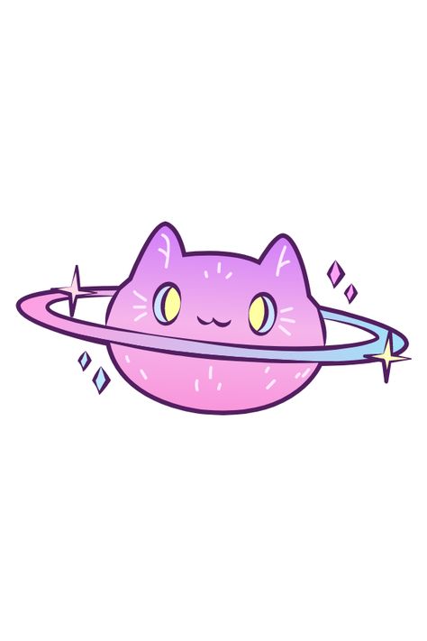 In far, far space there is a pink planet in the shape of a cat's head. It was from there that we got this memorable sticker with its image.. Pink Planet, Planet Drawing, Chat Kawaii, 그림 낙서, Cute Kawaii Animals, Stickers Kawaii, Cute Kawaii Drawings, Dibujos Cute, Space Cat