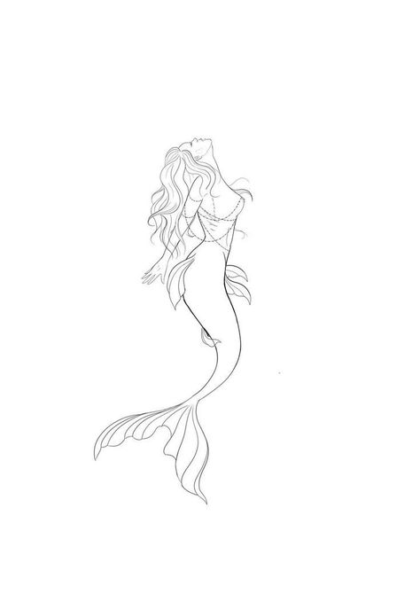 Mermaid Fineline Tattoo, Siren Tattoo Minimalist, One Line Mermaid, Mermaid Rib Tattoo, Dainty Mermaid Tattoo, Mermaid Fine Line Tattoo, Mermaid Tattoo Minimalist, Pisces Mermaid Tattoo, Small Mermaid Tattoo Designs