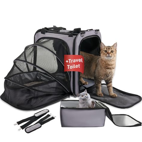 PRICES MAY VARY. ✅ Are you tired of your cat's dislike for car rides? Well, not anymore! Cats are true adventurers. That's why a foldable travel toilet belongs in their carrier! Safe, clean, perfect. ✅ Does your cat refuse to use a litter box in the car? Some cats take to it right away, while others prefer to hold it as long as possible. One thing is for sure: when your cat really needs to go, ✅ Traveling, going on vacation, visiting friends. Length: 17.3” Width: 12.9” Height: 16.2”. Enjoy the f Cat Pod, Bag House, Cat Travel Carrier, Road Trip Camping, Cozy Cat, Travel Carrier, Pet Crate, Cat Travel, Car Rides