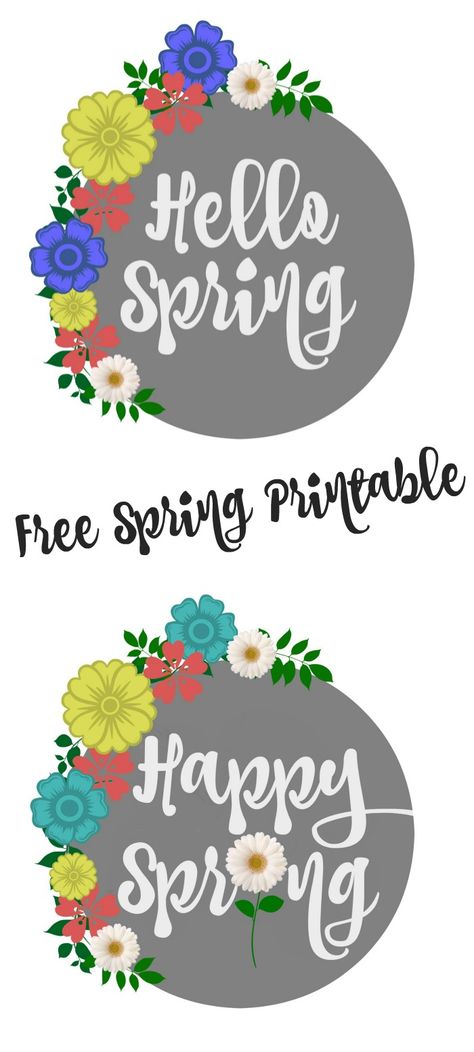 Free Spring Printables in a gorgeous gray with spring flowers - Hello Spring and Happy Spring Happy Spring Day, Spring Printables Free, Beautiful Spring Flowers, Spring Ahead, Craft Projects For Adults, Spring Printables, Valentine's Day Printables, Paper Stuff, Easter Floral