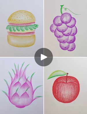 Wax Colour Drawing, Wax Crayon Drawing, Draw With Oil Pastels, Crayons Drawing, Easy Drawing Ideas For Kids, Drawing Ideas For Kids, Easy Drawing Ideas, Oil Pastel Colours, Bunch Of Grapes