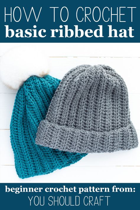 Crochet Ribbed Hat Worsted Yarn, Crochet Beanie Pattern Free Worsted, Crochet Sock Hat Free Pattern, Easy Crochet Ribbed Hat Pattern Free, Fold Over Beanie Crochet Pattern, Free Crochet Patterns For Mens Hats, Adult Ribbed Crochet Hat, Easy Crochet Mens Beanie, Free Crochet Ribbed Hat Patterns