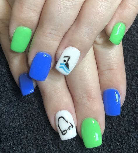 Swimmer Nail Designs #goggles #swimmer #swim #nailart With Acrylic Nails, Spirit Nails, Nail Art Disney, Nail Pictures, Best Nail Polish, Disney Nails, Gel Nail Design, Cute Nail Art, Girls Nails