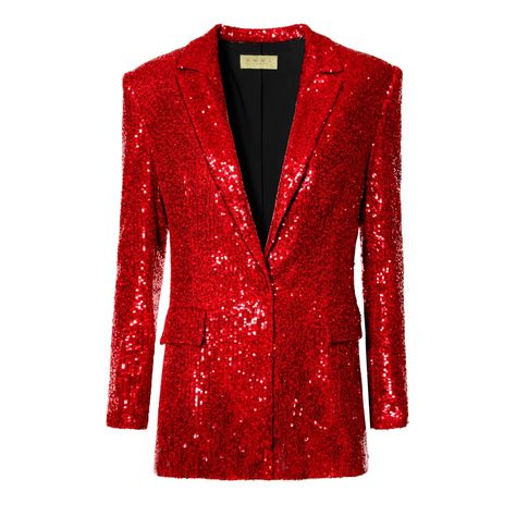 A long, spacious jacket made of a fabric embroidered with tiny sequins in intense red. With classic lapels, fastened with a single clasp, and strongly defined shoulders. Perfect to complement the evening styling for your New Year's Eve Party or Carnival fair.  We want you to be happy with our products! For the best fit, please refer to the detailed table of our sizes, which you can find in the Size Guide tab, and our detailed measurements in the sizing tab. COMPOSITION: 80% Modal, 20% Spandex Se Sequin Pants, Blazer Jackets For Women, Sequin Blazer, New Year's Eve Party, Sequin Jacket, Red Sequin, Sequin Tank Tops, To Be Happy, Independent Designers Fashion