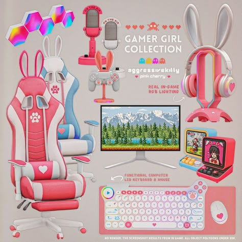 Sims 4 GAMER GIRL COLLECTION • ts4 • Sims 4 Downloads • ts4cc • ts4 custom content • ts4 Furniture • ts4 Clutter • ts4 RGB • ts4 antique • ts4 gaming • ts4 led • Gaming Setup Ts4mm Furniture, Sims 4 Pack, The Sims 4 Pack, Sims4 Furniture, Los Sims 4 Mods, Sims Furniture, Ts4 Mods, Cc Shopping, Sims Inspiration