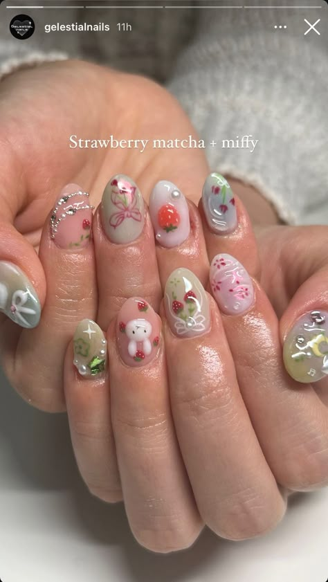 Strawberry Matcha Nails, Mini Manicure, How To Have Style, Natural Nail Designs, Hello Nails, Hippie Nails, Grunge Nails, Blush Nails, Pretty Gel Nails