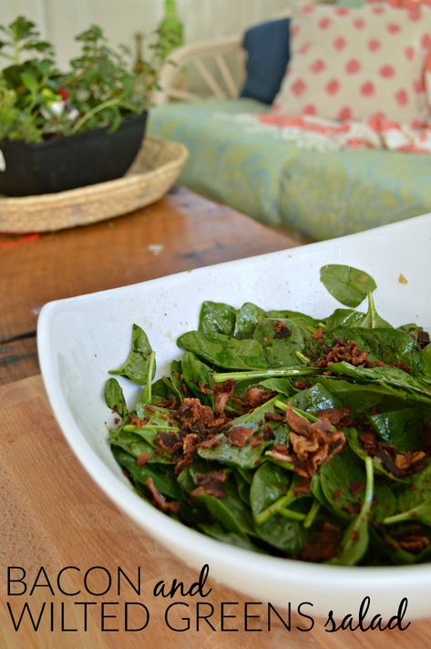 If you have been reading Mad in Crafts for a while, you know how I like to make German food.  This bacon and wilted greens salad is one of my favorites, but I don't make it nearly enough.  It has the delicious flavors of bacon, onion, and vinegar that you find so often in German food, but over a bed of fresh spinach. Butter Basted Turkey, Wilted Spinach Salad, Wilted Greens, Sausage Burgers, Mason Jar Salads, Make Bacon, Bacon Dressing, Mini Mason Jar, Jar Salads