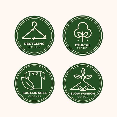 Eco Logo Design, Eco Friendly Clothing Brands, Slow Fashion Clothes, Recycle Logo, Sustainable Fashion Designers, Badge Collection, Eco Logo, Clothing Brand Logos, Circular Logo