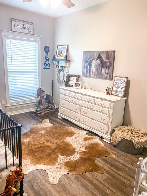 Western Nursery Changing Table, Horses Nursery Theme, Western Nursery Shelves, Baby Girl Nursery Western Theme, Rodeo Nursery Theme, Gender Neutral Western Nursery Ideas, Western Baby Nursery Girl, Cowboy Nursery Ideas, Gender Neutral Western Nursery