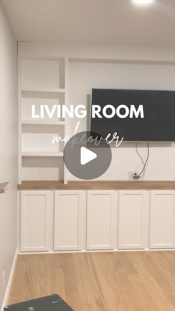 Built Ins No Fireplace, Diy Tv Stand Built In, Cabinets Under Tv On Wall, Diy Bookshelf Entertainment Center, Living Room Built In Ideas, Lower Built In Cabinets Living Room, Diy Wall Built Ins, Uk Lounge Ideas, Diy Media Wall Built Ins