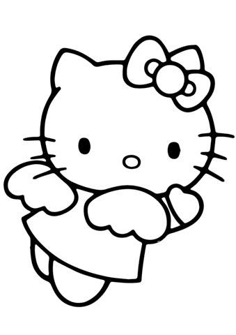 Hello Kitty Desenho, Hello Kitty Angel, Hello Kitty Coloring Pages, Kitty Coloring Pages, Angel Coloring Pages, Hello Kitty Colouring Pages, Hello Kitty Tattoos, Kitty Coloring, Hello Kitty Coloring