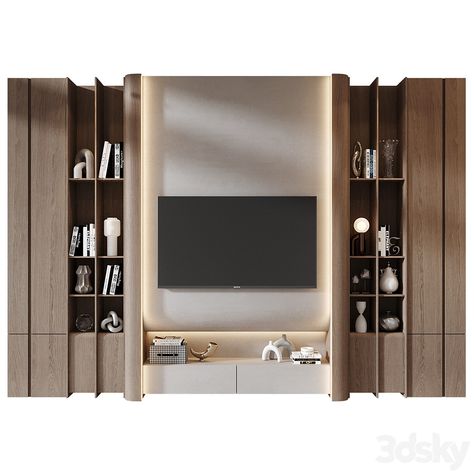 TV Shelf KTV142 - TV Wall - 3D model Shelf Tv Wall, Summarecon Bekasi, Lcd Unit Design, Wall Tv Stand, Lcd Units, Nursing Room, Commercial Design Exterior, Modern Tv Units, Tv Shelf