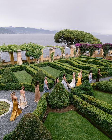 Greg Finck | We’re so excited to see Jenna @jro2100 & Zach’s wedding in Portofino live on @vogueweddings today. The most perfect 3-days wedding… | Instagram Blue And Gold Bridesmaid Dresses, Portofino Wedding, Danielle Frankel, Riviera Wedding, Brown Bridesmaid Dresses, Emotional Wedding, Gold Bridesmaid Dresses, Italian Riviera, Vogue Wedding