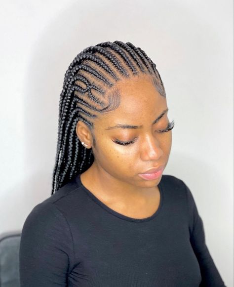 Fulani Braids All Back, Peak A Boo Fulani Braids, Fulani Braids Ideas, Long Fulani Braids With Beads, Ghanian Braids Cornrows, Fulani Braids Simple, Fulani Braids With Curls At The End, Funali Braids With Knotless, Nice Hairstyles For Long Hair