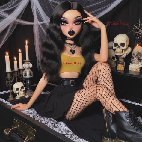 Fav from commission 🖤🔪#bratz #explorepage Bratz Doll Black Hair, Bratz Doll Black, Profile Pic Black, Bratz Dolls Aesthetic Profile Pic, Alt Baddie, Aesthetic Profile Pic, Bratz Halloween, Bratz Dolls Aesthetic, Black Bratz