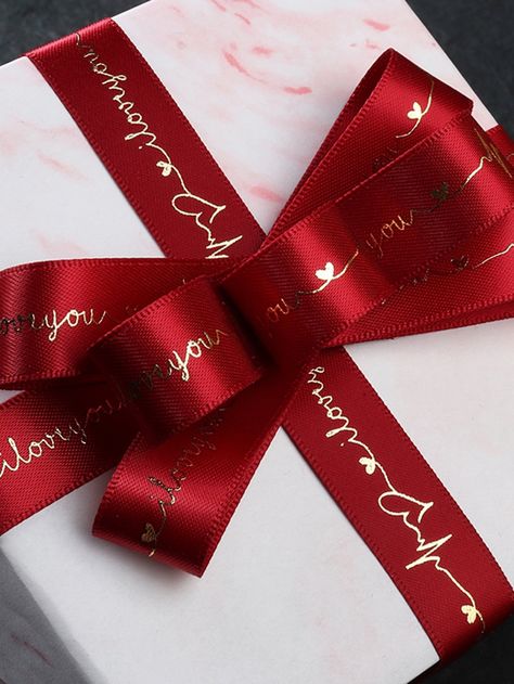 Burgundy  Collar  Polyester Christmas,Letter Gift Wrap Ribbons Embellished   Event & Party Supplies Wrapping Ribbon, Grocery Store Design, Gift Wrap Ribbon, Christmas Letter, Gift Ribbon, Candy Christmas Decorations, Letter Gifts, Ribbon Wrap, Red Gift