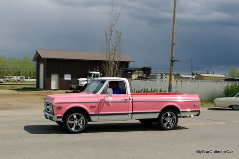 Pink Chevy Trucks Old, Pink Square Body Truck, Girly Pickup Truck, Pink Chevy Trucks, Pink Chevy, Best Pickup Truck, Studebaker Trucks, Chevy Girl, Pink Truck