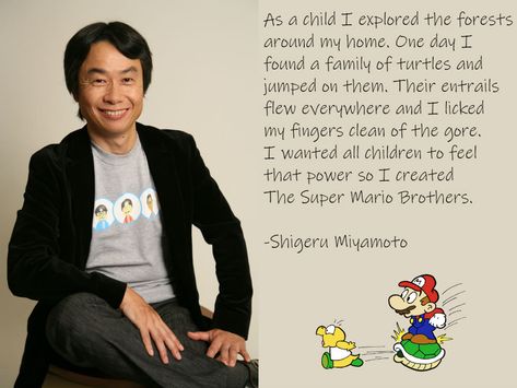 Shigeru Miyamoto on the inspiration for Mario. https://ift.tt/2KjQTJ1 Shigeru Miyamoto, Feeling Wanted, Super Mario Brothers, Mario Brothers, Secret Obsession, Super Mario, Number One, Board Games, Card Games