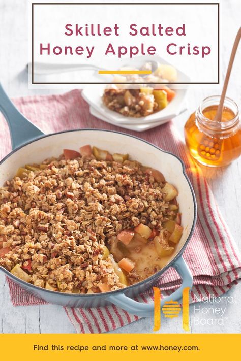 Happy #NationalDessertDay! Join us in celebrating with our Skillet Salted Honey Apple Crisp. With crisp apples, warm spices and sweet honey, it's the perfect cozy dish for fall! Honey Apple Crisp, Best Coconut Cake Recipe Ever, Caramel Apple Crisp Recipe, Best Coconut Cake Recipe, National Dessert Day, Caramel Apple Crisp, Pie Crust Designs, Apple Crisp Recipe, Coconut Cake Recipe