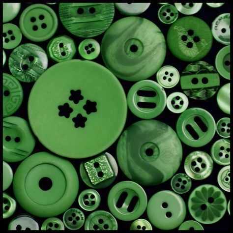 https://flic.kr/p/bnZ4hu | Green buttons | Our Daily Challenge ... buttons  I have a bag of buttons in "assorted bold colours". For this one I sorted out the green ones and arranged them so there were only small gaps between. The other shot shows the other colours in the bag arranged randomly. Mini Choses, Green Collection, Simple Green, Button Art, Antique Buttons, Button Crafts, Green Button, World Of Color, Green Aesthetic