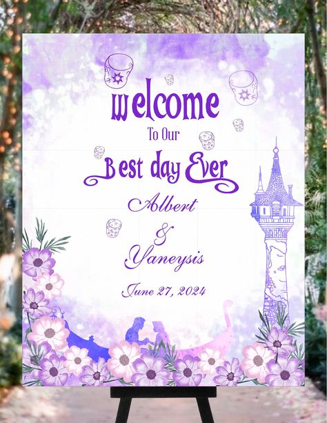 Digital Personalized Best Day Ever Rapunzel Wedding Welcome Sign lovebirdslane WS-0405D Tangled Wedding Decorations, Tangled Wedding Centerpieces, Tangled Wedding Dress, Tangled Sweet 16 Theme, Rapunzel Themed Wedding, Tangled Wedding Theme, Tangled Themed Wedding, Tangled Prom, Tangled Bedroom