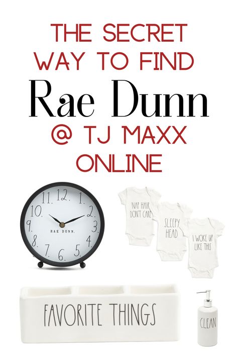 The Secret Way To Find Rae Dunn At TJ Maxx Online Rae Dunn Inspired Diy, Rae Dunn Bathroom Ideas, Tjmaxx Rae Dunn, Rae Dunn Bathroom Decor, Rae Dunn Coffee Bar Display, Rae Dunn Canister Display, Rae Dunn Living Room, Rae Dunn Kitchen Display, Rae Dunn Bedroom